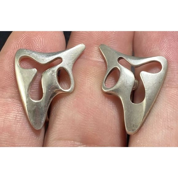 Georg Jensen Denmark Sterling Silver Splash Earrings #119, Henning Koppel